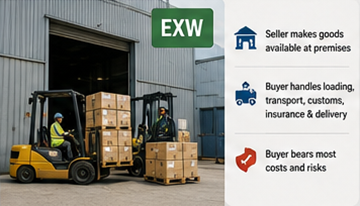 Goods prepared at warehouse for pickup under EXW shipping terms