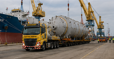 Industrial port handling oversized cargo and exceptional transport operations